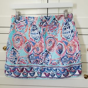 Lilly Pulitzer Seashell Marigold Skort Sky Blue Pink shell me about it Size 4